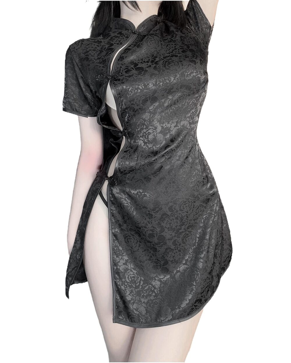 4037 Chinese Cheongsam Lingerie Retro Print Dress Sexy Anime Cosplay